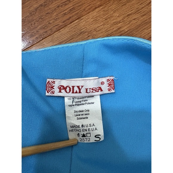 Vtg 90s Blue Satin Halter Dress Rushed Sz S Ruffle Fairy Whimsy Mermaid Formal - Picture 7 of 7